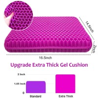 Gel Seat Cushion, Office Seat Cushion Chair Pads For Office Home Car Wheelchair Long Trips - Extra Thick Gel Cushion For Pressure Sores, Tailbone, Back, Sciatica Pain Relief (Extra Thick, Violet)