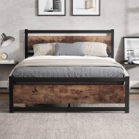 Lotcain Platform Bed Frame With Wooden Headboard, Heavy Duty, No Box Spring Needed, Strong Metal Slats Support, Noise-Free, Twin Xl/Queen/King (Queen)