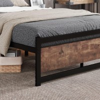 Lotcain Platform Bed Frame With Wooden Headboard, Heavy Duty, No Box Spring Needed, Strong Metal Slats Support, Noise-Free, Twin Xl/Queen/King (Queen)