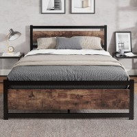 Lotcain Bed Frame With Wooden Headboard, Heavy Duty Platform Metal, No Box Spring Needed, Strong Metal Slats Support, Noise-Free, Twin Xl/Queen/King