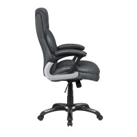 Leatherette Office Chair With Casters And Padded Arms, Gray