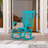 Shine Company Vermont Porch Rocker High Back Wood Rocking Chair Aruba