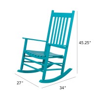 Shine Company Vermont Porch Rocker High Back Wood Rocking Chair Aruba