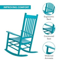 Shine Company Vermont Porch Rocker High Back Wood Rocking Chair Aruba