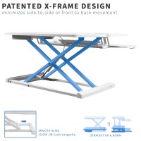 Vivo Extra Wide Corner Height Adjustable 38 Inch Stand Up Desk Converter, Sit Stand Tabletop Dual Monitor And Laptop Riser Workstation, White, Desk-V000Klw