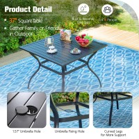 Sophia William 37 Square Patio Outdoor Dining Table With 157 Umbrella Hole Allweather Resistant Table With Ecoating Fo