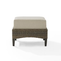 Rockport Outdoor Wicker Ottoman OatmealLight Brown