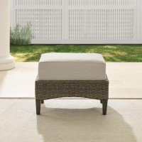 Rockport Outdoor Wicker Ottoman OatmealLight Brown