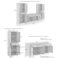 Crosley Furniture Tara 3-Piece Entertainment Set With Sideboard And 2 Storage Cabinets, Distressed Gray