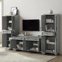 Crosley Furniture Tara 3-Piece Entertainment Set With Sideboard And 2 Storage Cabinets, Distressed Gray