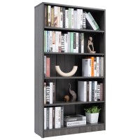 5-Shelf Wood Bookcase Freestanding Display Bookshelf for Home Office School (Grey,11.6