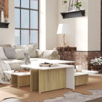 vidaXL Coffee Tables 2 pcs Sonoma Oak and White 439x197x13 Engineered Wood