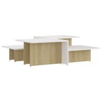 vidaXL Coffee Tables 2 pcs Sonoma Oak and White 439x197x13 Engineered Wood