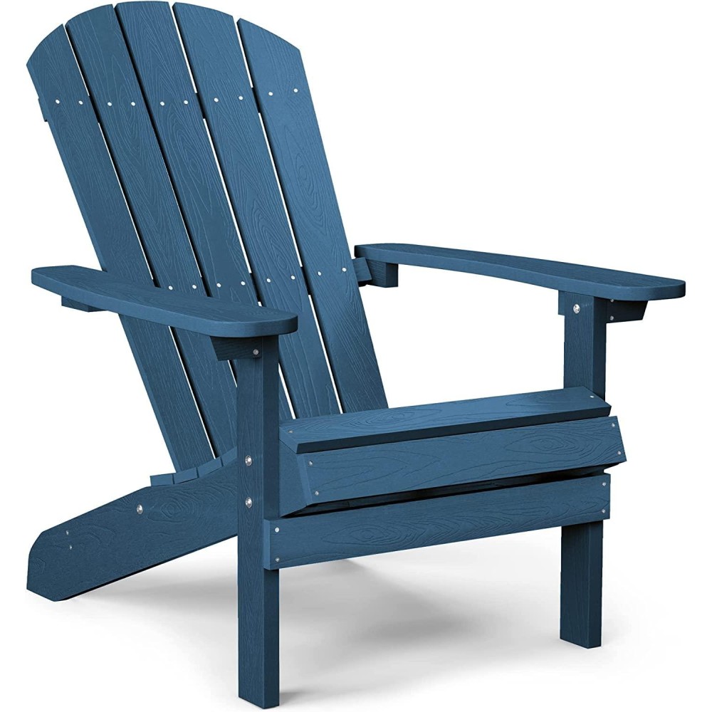 Yefu Plastic Adirondack Chairs Weather Resistant, Patio Chairs 5 Steps Easy Installation, Like Real Wood, Lawn, Outside, Garden Chairs (Navy Blue)