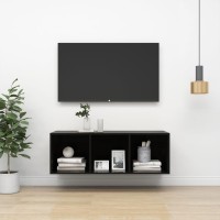 vidaXL Wallmounted TV Cabinet High Gloss Black 146x146x421 Engineered Wood