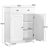 Costoffs Free Standing Tall Bathroom Floor Cabinet Storage Unit With 2 Drawers & 2 Doors For Bedroom Hallway Kitchen, White