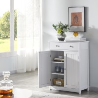 Costoffs Free Standing Tall Bathroom Floor Cabinet Storage Unit With 2 Drawers & 2 Doors For Bedroom Hallway Kitchen, White