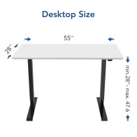 Flexispot Ec1 55 X 28 Inches Electric Stand Up Desk Workstation Home Office Computer Standing Table Height Adjustable Desk (Black Frame + 55