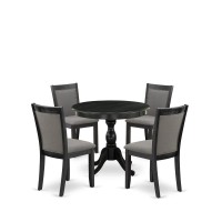 East West Furniture 5Piece Dining Room Table Set Contains a Modern Dining Room Table and 4 Baby Blue Linen Fabric Dining Chairs