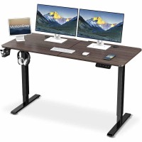 Motiongrey - Electric Motor Height Adjustable Standing Desk, Ergonomic Stand Up Desk, Adjustable Computer Sit Stand Desk Stand (Black + Black, 55 Inch)