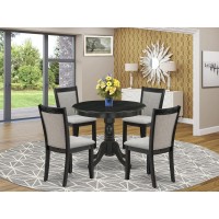 East West Furniture 5Pc Dining Table Set Includes a Modern Dining Room Table and 4 Shitake Linen Fabric Dining Room Chairs Wi