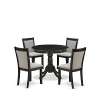 East West Furniture 5Pc Dining Table Set Includes a Modern Dining Room Table and 4 Shitake Linen Fabric Dining Room Chairs Wi