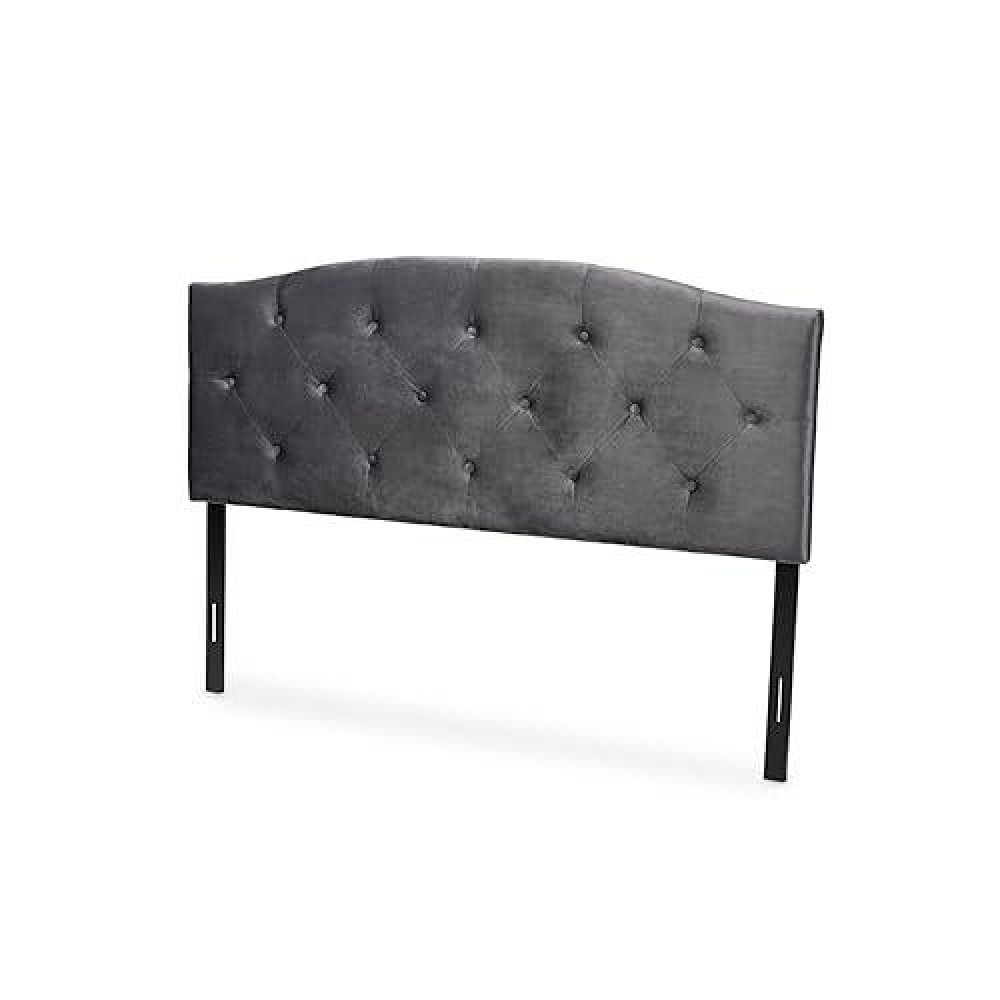 Baxton Studio Leone Grey Velvet Fabric Upholstered Full Size Headboard