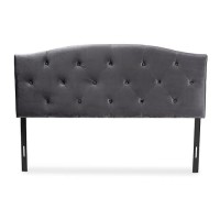 Baxton Studio Leone Grey Velvet Fabric Upholstered Full Size Headboard