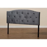 Baxton Studio Leone Grey Velvet Fabric Upholstered Full Size Headboard