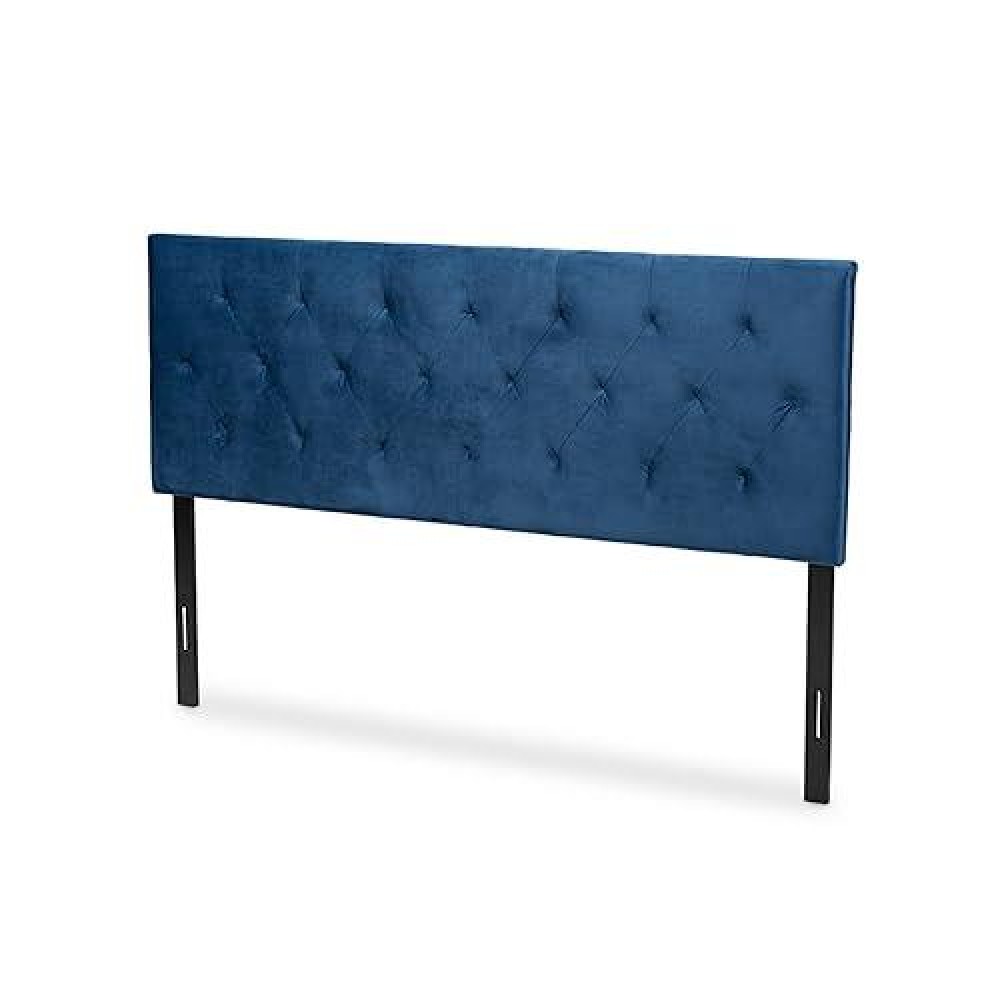 Baxton Studio Felix Navy Blue Velvet Fabric Upholstered Full Size Headboard