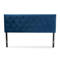 Baxton Studio Felix Navy Blue Velvet Fabric Upholstered Full Size Headboard