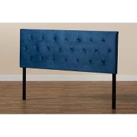 Baxton Studio Felix Navy Blue Velvet Fabric Upholstered Full Size Headboard