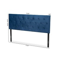 Baxton Studio Felix Navy Blue Velvet Fabric Upholstered Full Size Headboard