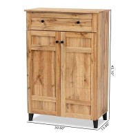 Baxton Studio Glidden Oak Brown Finished Wood 1-Drawer Shoe Storage Cabinet