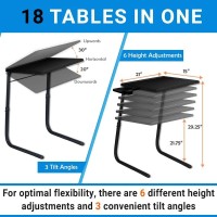 Table Adjustable Folding Portable Table, Lounge, Bedroom Furniture, Living, Tv, Multi Function Office Picnic Garden (Black With Cup Holder)