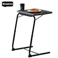 Table Adjustable Folding Portable Table, Lounge, Bedroom Furniture, Living, Tv, Multi Function Office Picnic Garden (Black With Cup Holder)