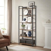 Vasagle 6-Tier Tall Bookshelf, Large Bookcase With Steel Frame, Deep Book Shelf For Living Room, Home Office, Study, 11.8 X 31.5 X 73.2 Inches, Industrial Style, Rustic Brown And Black Ulls082B01