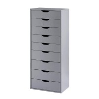 Naomi Home 9 Drawer Dresser For Bedroom, Stylish Tall Dressers With Wheels, Storage Shelves, Small Dresser For Closet, Makeup Dresser With 200 Lbs Capacity - Gray