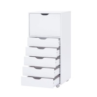 Drawer Dresser Storage Cabinet For Makeup Dresser Tall Chest Of Drawers, Drawer Chest Makeup Cabinet With Wheels Wood Closet Storage Drawers For Bedroom By Naomi Home - 6 Drawer, White