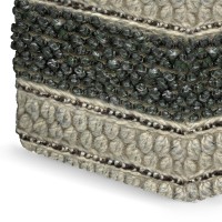 Grady Square Pouf in Green and Natural Handloom Woven