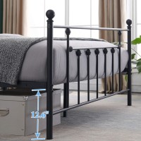 Vecelo Full Size Platform Bed Frame With Headboard And Footboard, Heavy Duty Steel Slat Support/No Box Spring Needed Mattress Foundation/Underbed Storage Space/Easy Assemble, Victorian Style, Black