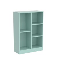 Iotxy Open Shelf Low Bookcase Wooden 3Tier Floor Standing Display Cabinet Organizer With Base 5 Cubes Short Horizontal Books