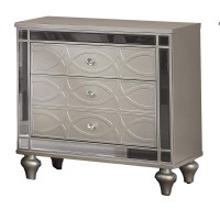 Nightstand with USB and Circular Decorative Pattern, Silver