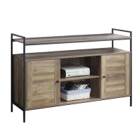 TV Stand with 2 Door Storage and Plank Details, Rustic Brown