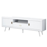 TV Stand with 1 Drawer and High Glossy Look, White