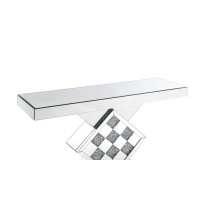 Console Table with Mirror Frame and Pedestal Base, Silver