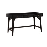 Writing Desk with 3 Drawers and Angled Legs, Black
