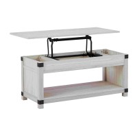 Lift Top Cocktail Table with 1 Open Shelf, White