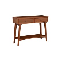 Console Table with 2 Drawers and Angled Legs, Brown