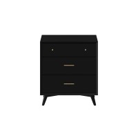 Chest with 3 Drawers and Angled Legs, Black